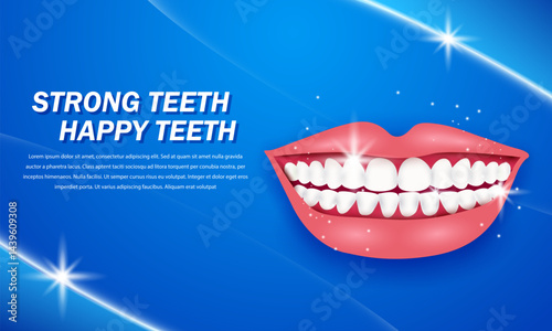 happy strong healthy teeth showing dental and oral hygine. Teeth Whitening Healthcare and Medical Concept