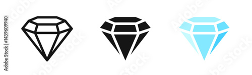 Diamond vector icons. Crystal icon set. Gemstone icon collection. EPS 10