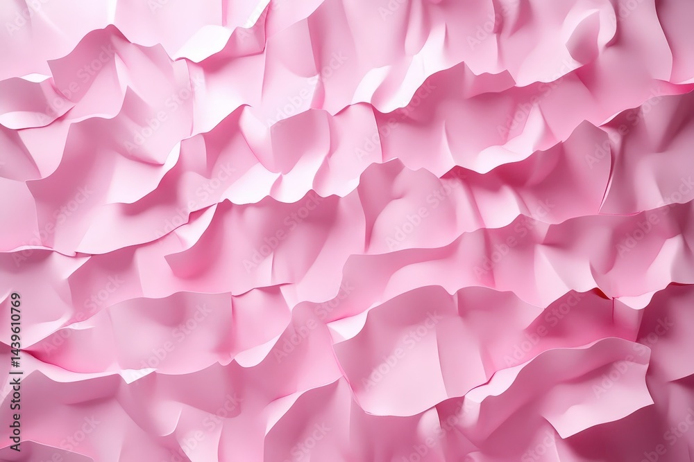 Obraz premium Intricate, ruffled, pink paper texture pattern.