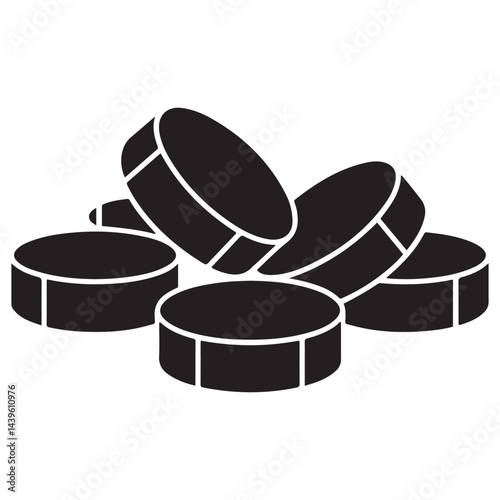 Hockey pucks Vector Black silhouettes. with white background