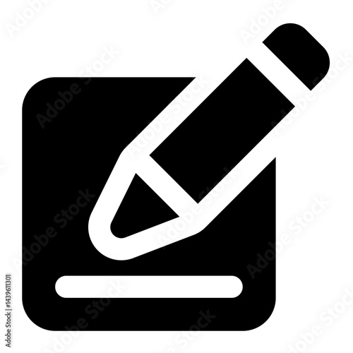 Icon representing a writing tool with a pencil over a notepad used for note-taking or drafting.
