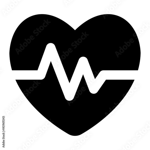 A heart icon with a pulsing line, suitable for health and wellness applications.