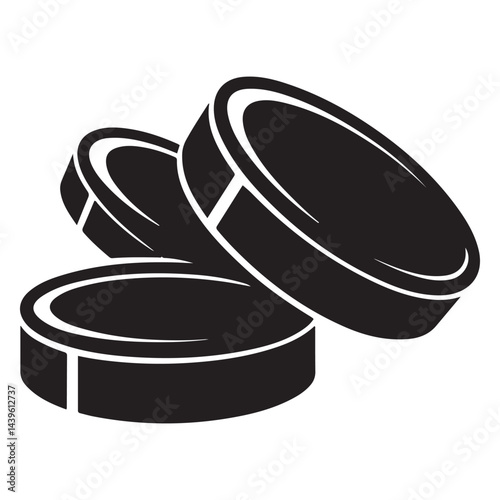 Hockey pucks Vector Black silhouettes. with white background