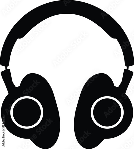 Headphones Black Silhouette Over-Ear Audio Icon