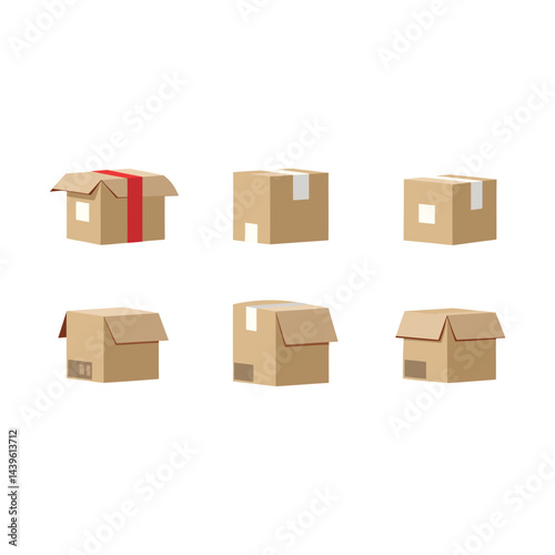 Cardboard Boxes Vector Set