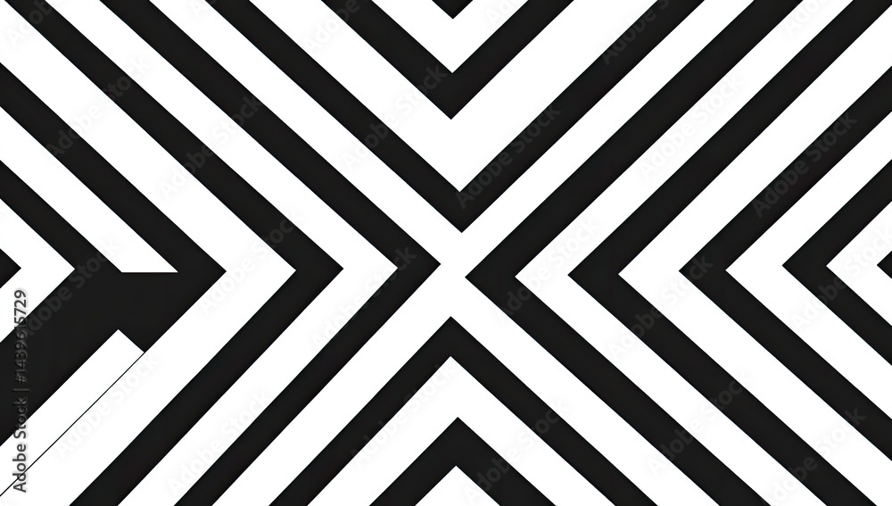 Abstract black and white geometric X pattern with sharp lines and contrasting colors Abstract black and white geometric X pattern with sharp lines and contrasting colors