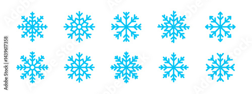 Snowflake icon set. Snow icons. Isolated snowflake collection. Flat style vector icons.