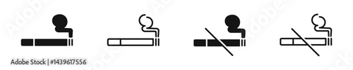 Cigaret vector icons. Cigarette icon set. Smoking concept icon. Silhouette style vector icons.
