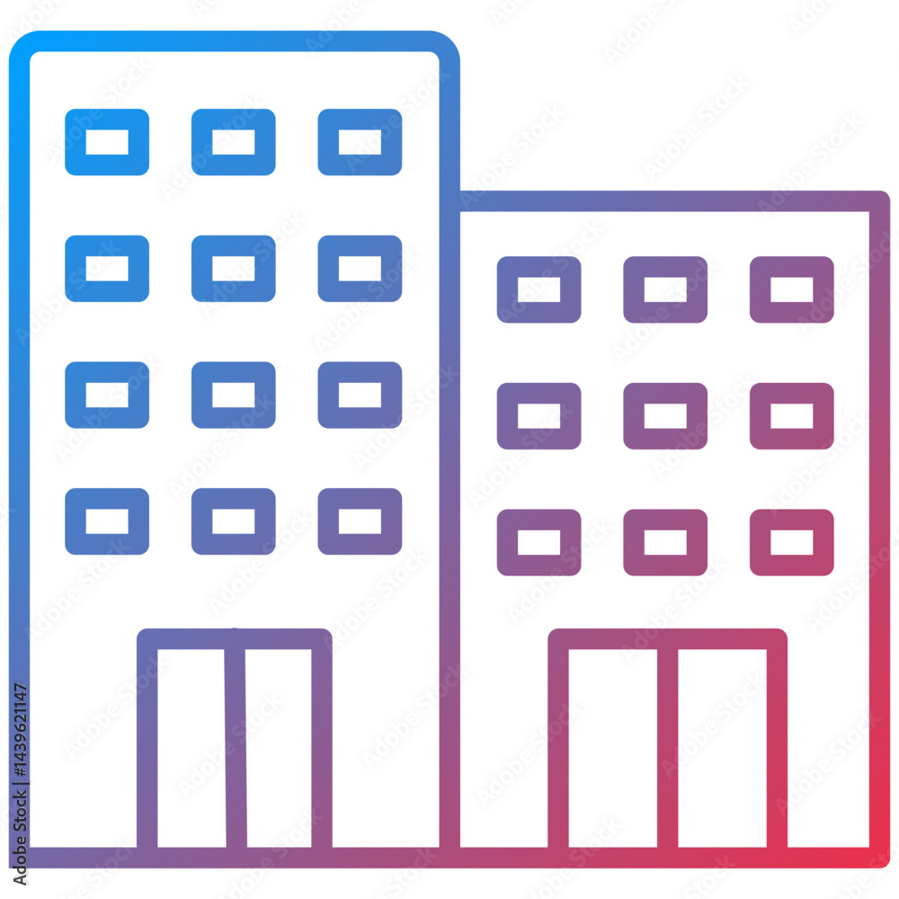 Office Building Line Icon Style Office Building Line Icon Style
