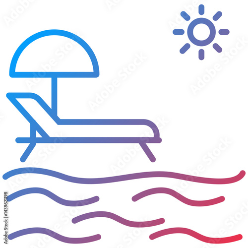 Beach Umbrella Line Icon Style