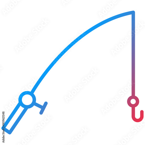 Fishing Rod Line Icon Style
