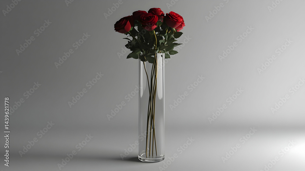 Obraz premium Red Roses in a Glass Vase: A Simple and Elegant Still Life