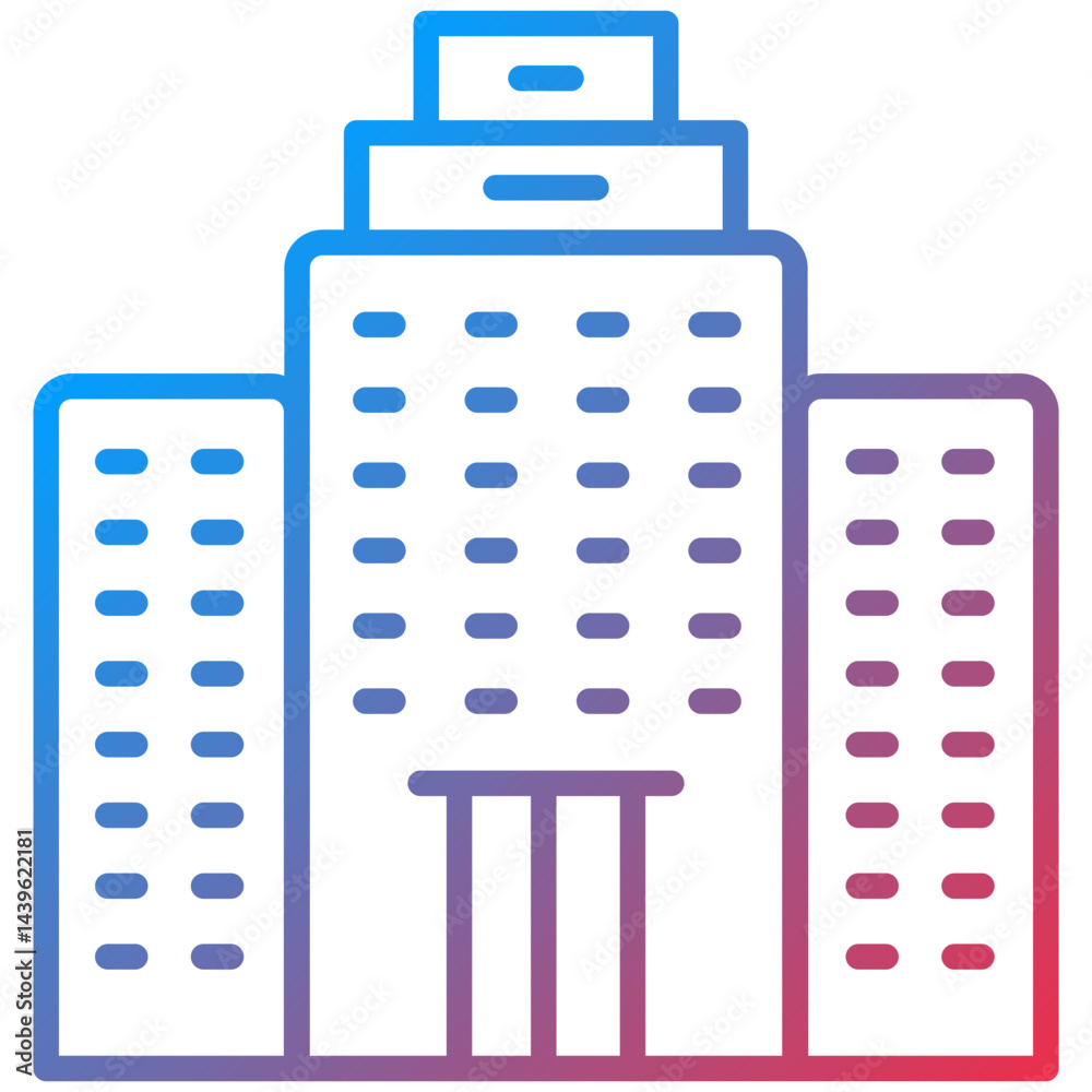 Five Star Hotel Line Icon Style Five Star Hotel Line Icon Style