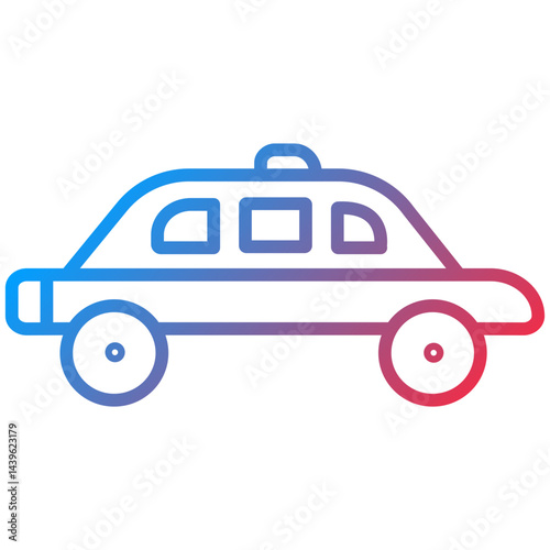 Police Car Line Icon Style