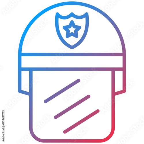 Police Helmet Line Icon Style