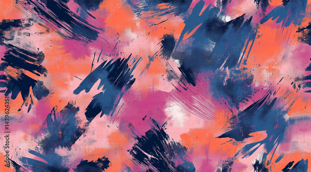 Bold brush strokes create a lively abstract composition with rich colors, showcasing creativity and artistic expression