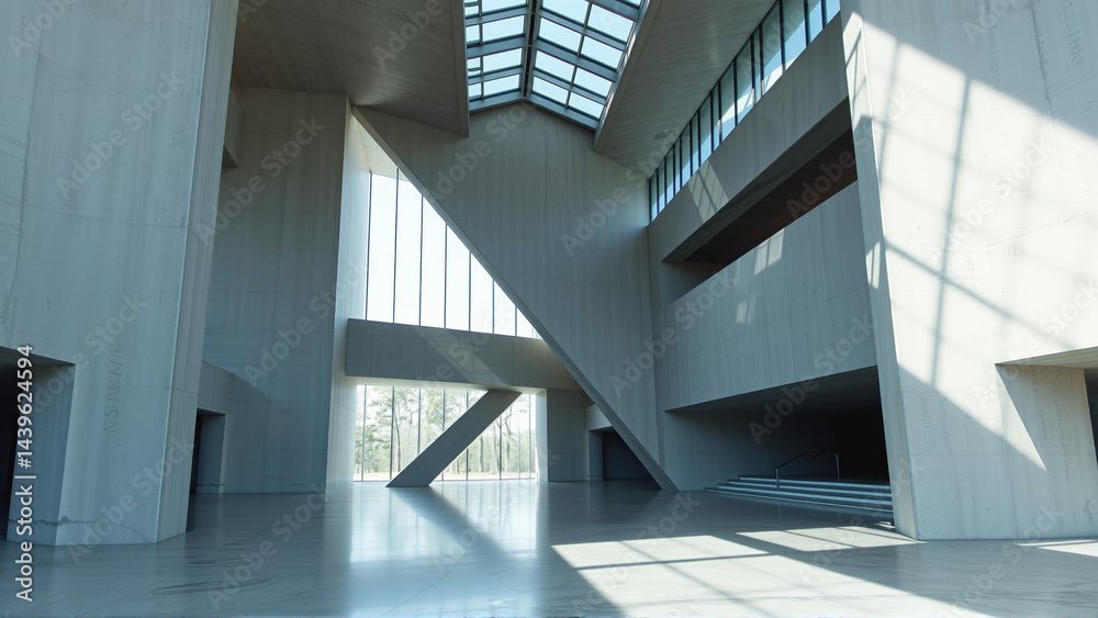 Fototapeta premium Empty spacious room with concrete walls