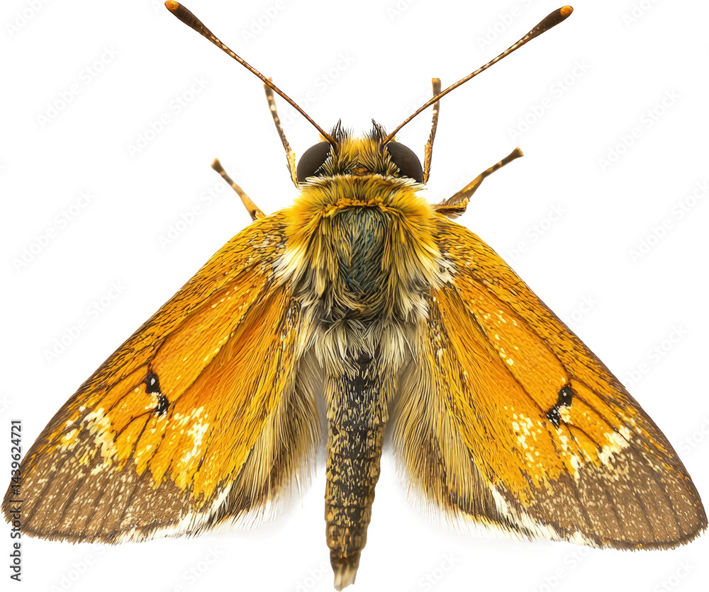 Detailed close-up of an orange butterfly