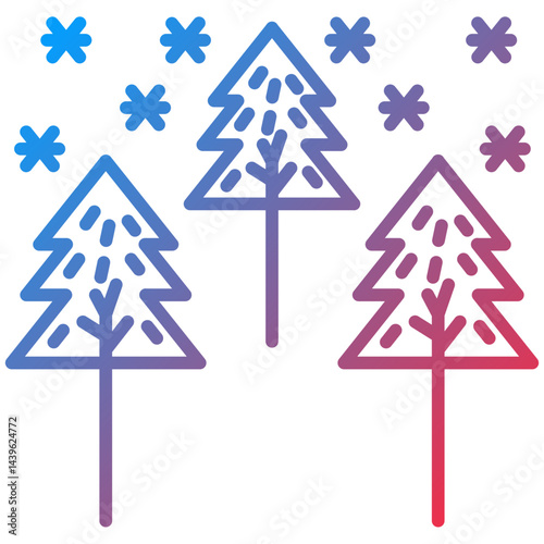 Snow Forest Line Icon Style