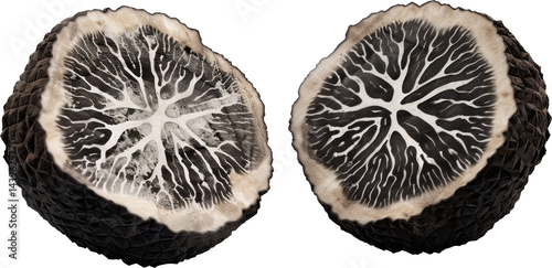 Obraz na płótnie Unique black and white fruit cross-section w salonie
