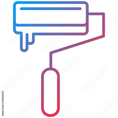 Paint Roller Line Icon Style