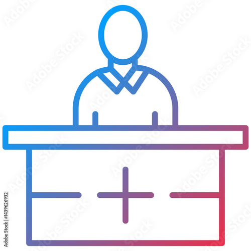 Receptionist Line Icon Style