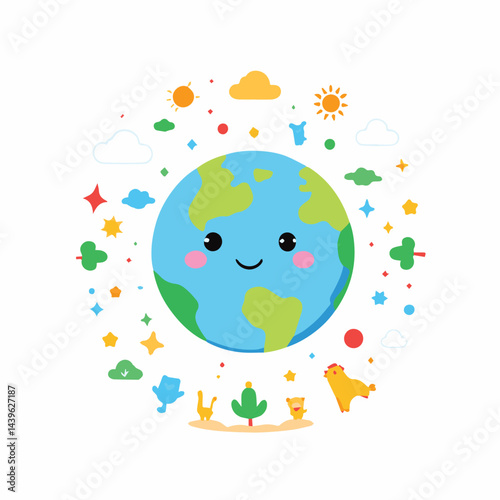 happy earth vector illustration