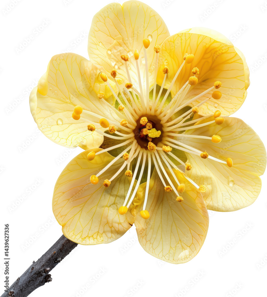 Delicate yellow flower bloom