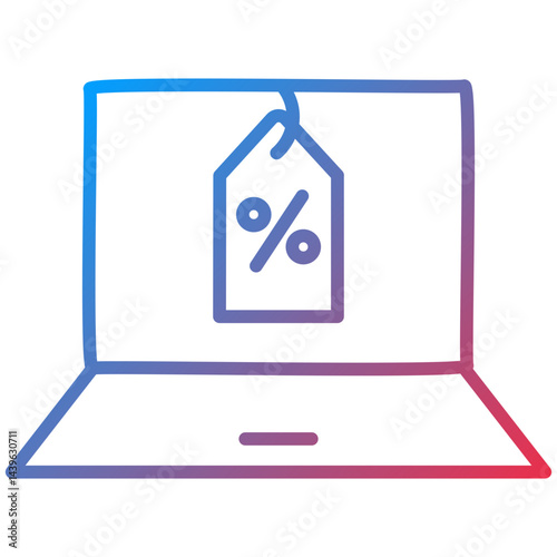 Laptop Sale Line Icon Style