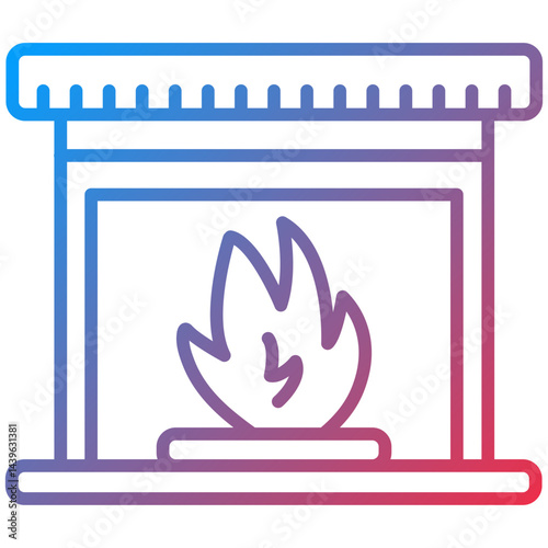 Fireplace Line Icon Style