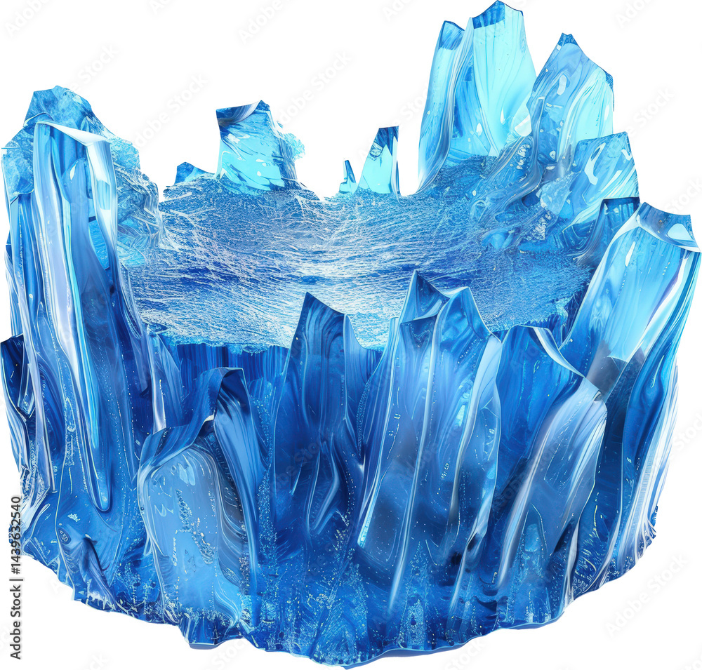Bright ice formations in blue hues