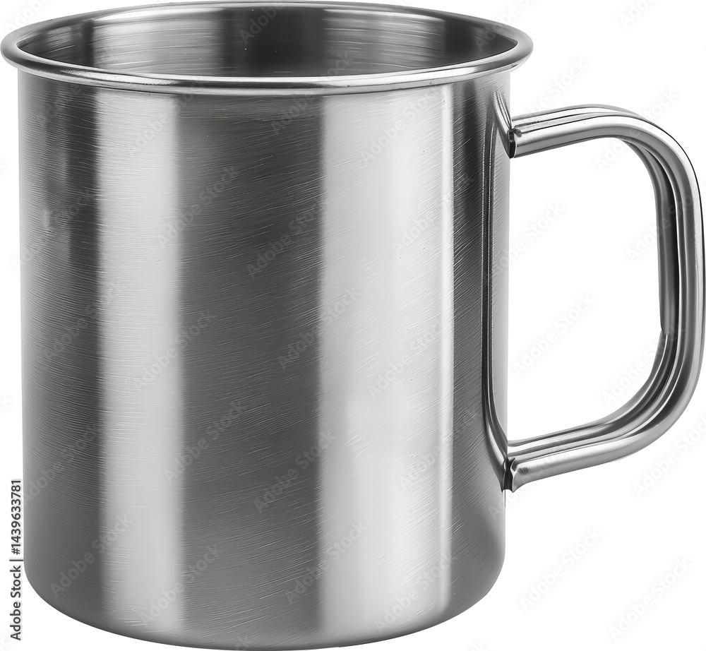 Shiny stainless steel mug