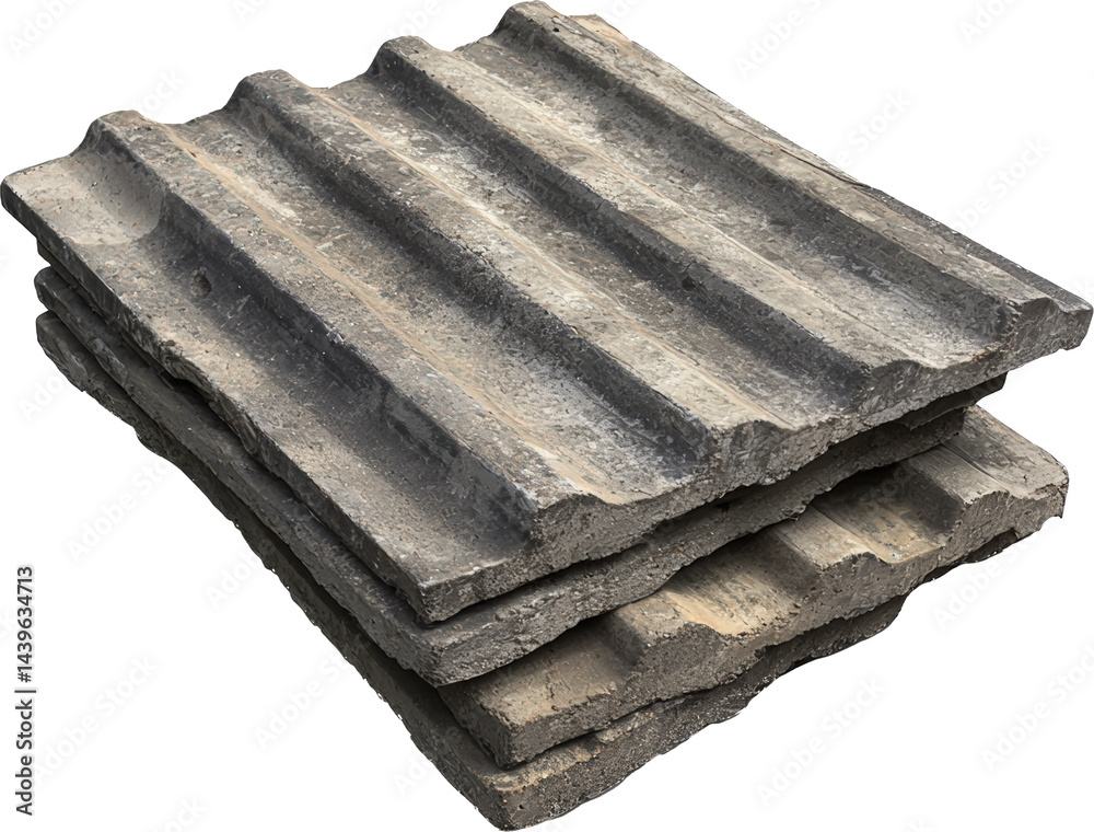 Stack of weathered roofing tiles