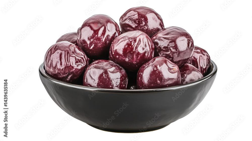 Bowl of Glossy Dried Dates on a Transparent Background with Rich Colors and Natural Shine Bowl of Glossy Dried Dates on a Transparent Background with Rich Colors and Natural Shine