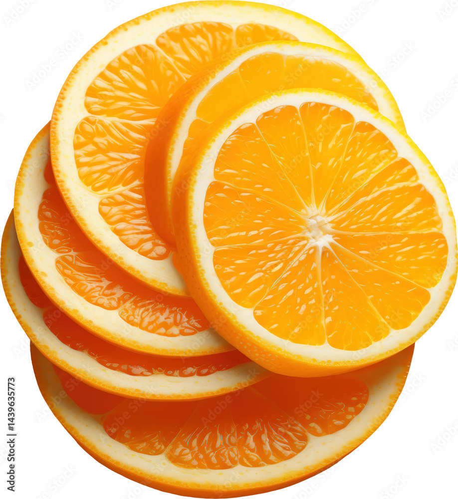 Freshly sliced juicy oranges