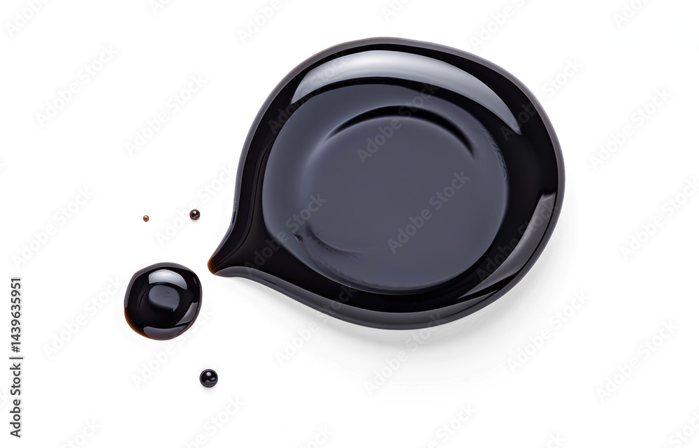 Black liquid droplet on white surface