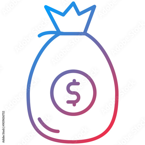 Money Bag Line Icon Style