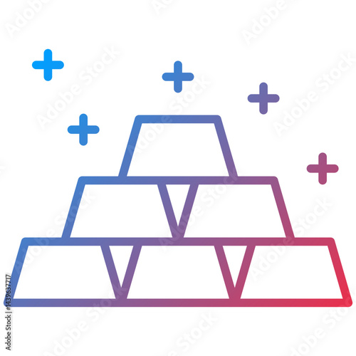 Gold Ingots Line Icon Style
