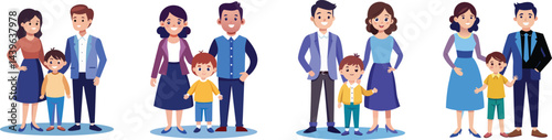 Happy Families with Young Children Illustration