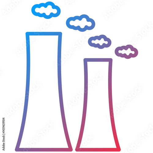 Nuclear Plant Line Icon Style