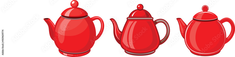 Obraz premium Red Teapots Kitchenware Collection Home Décor