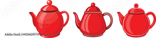 Red Teapots Kitchenware Collection Home Décor