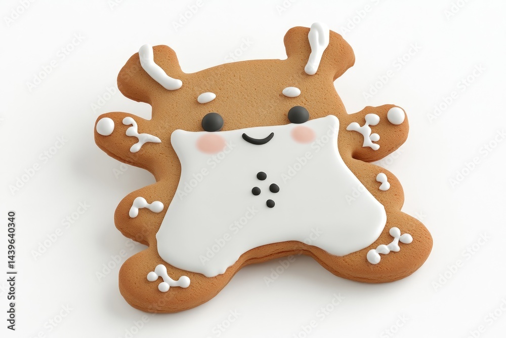 Naklejka premium Cute gingerbread reindeer cookie