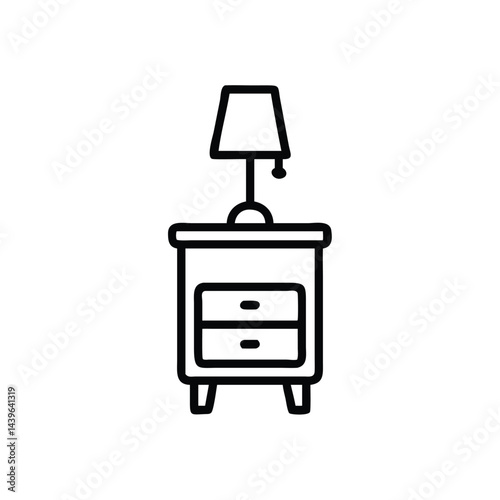 nightstand with lamp on white background for web and graphic design