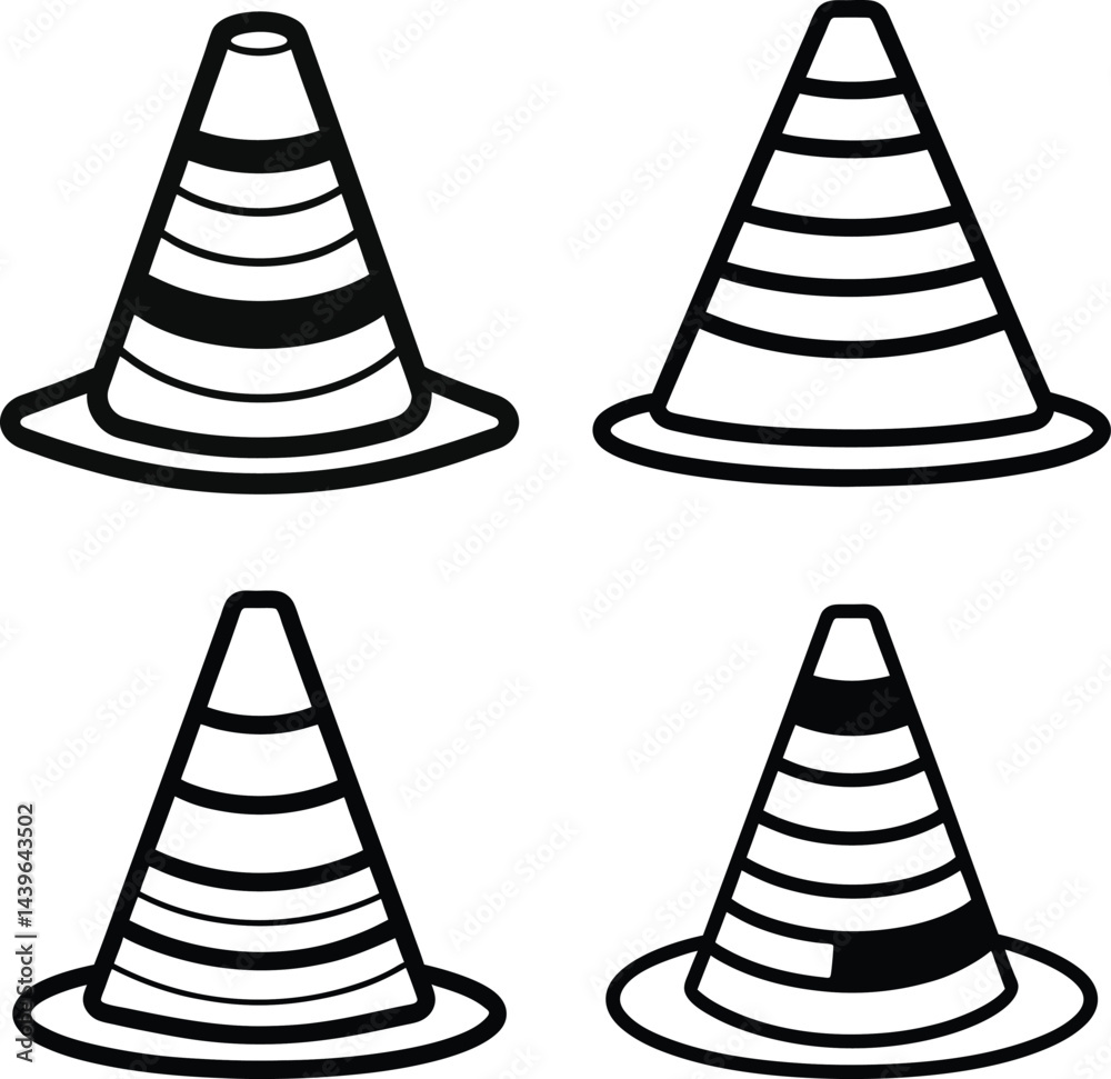 Traffic Cones Safety Image Black and White Design Traffic Cones Safety Image Black and White Design