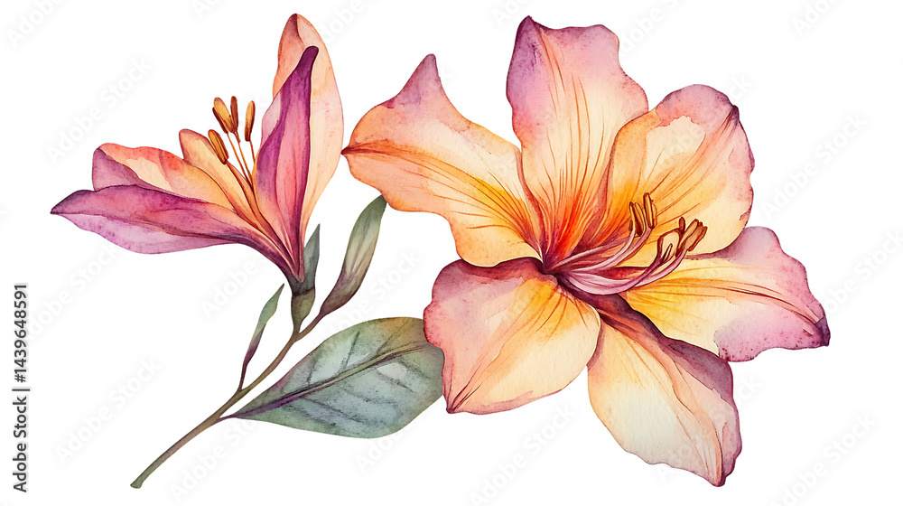 Fototapeta premium Beautiful watercolor flower arrangement.