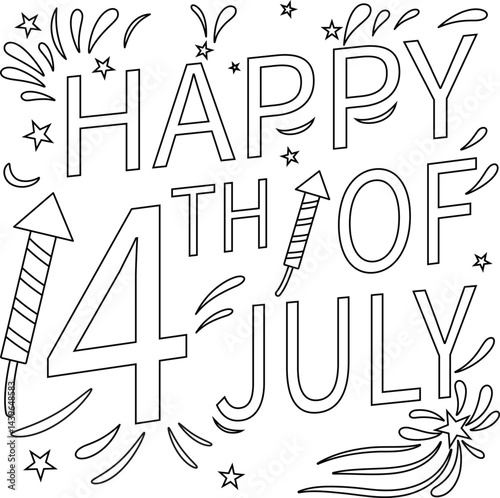 4th of July Outline Coloring Page