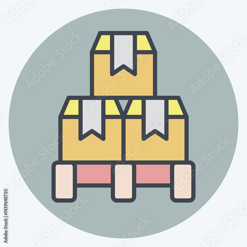 Icon Pallet Box. related to Industry symbol. color mate style. design editable