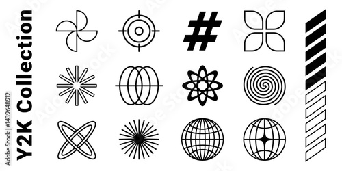 Collection of Y2K Brutalist Designs Featuring Geometric Bauhaus Elements, Retro-Futuristic Abstract Shapes, and Minimalist Forms for Creative Graphic and Web Projects