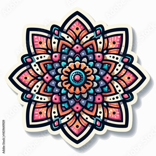 Multifaceted, vibrant design featuring concentric circles and decorative elements arranged in a visually pleasing pattern.